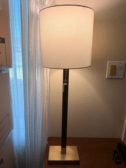 Modern Gold Table Lamp with White Fabric Shade