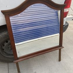 Beautiful Wood Framed Mirror Dresser Top