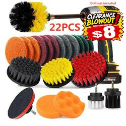 22PCs Electric Drill Brush Set Scrub Pads Power Scrubber Brush Cleaning Kits