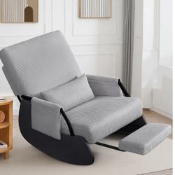 FelixKing Rocking Chair Nursery, Low-Seat Glider Chair, Upholstered Rocking Chair with Side Pocket and Foot Rest, Comfortable Modern Accent Armchair R