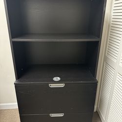 Black Office Storage Cabinet with Shelves & Drawers