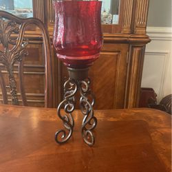 Decorative Red Candle Holder 