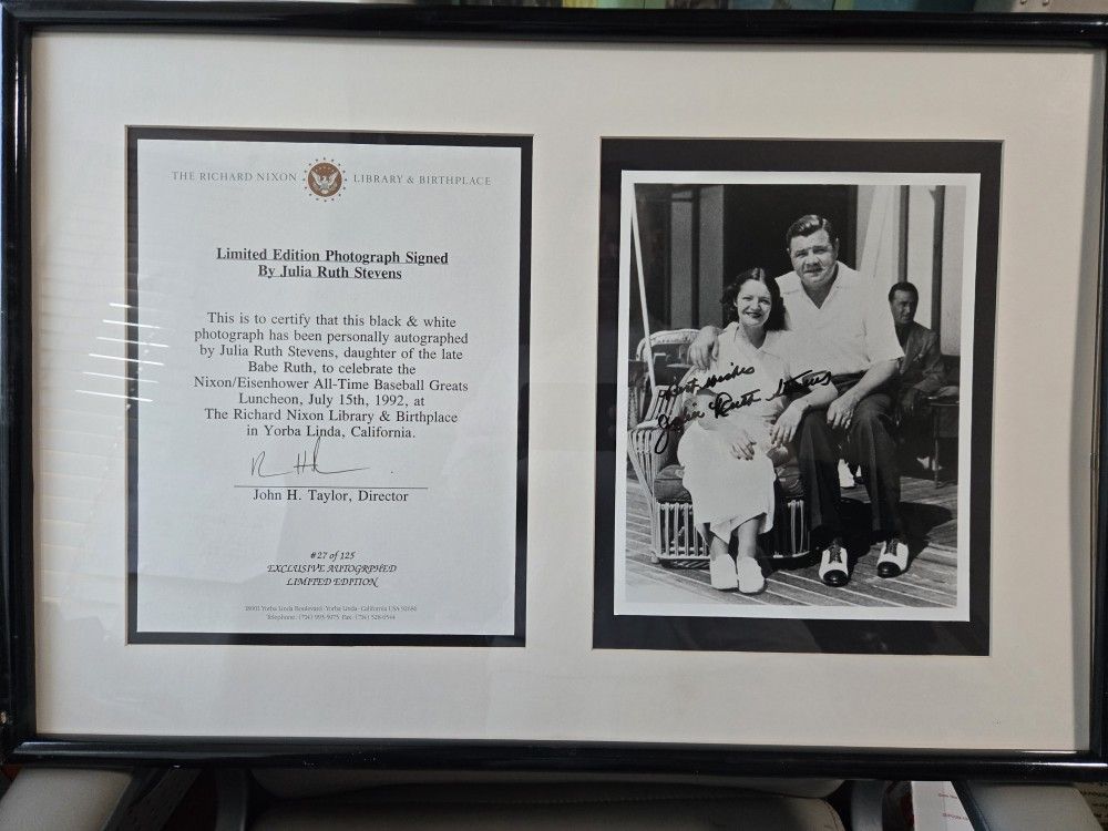 Julia Ruth Stevens Babe Ruth's Daughter Signed Photo With COA