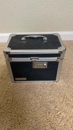 Vaultz Black Silver Lockbox Case Metal Plastic with Handle