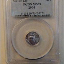 Platinum $10 Statue Of Liberty US Coin 2004 PCGS MS69 