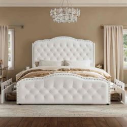 Maber Upholstered Queen Bed with 4 Drawers