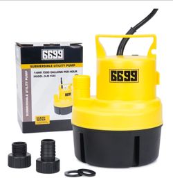 6699 SUBMERSIBLE WATER PUMP 1/4 HP 1500GPH ELECTRIC PORTABLE TRANSFER WATER PUMP WITH 10-FOOT POWER CORD
