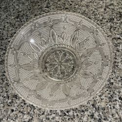 Vintage Federal Pressed Glass 10.25” Heritage Hobnail Serving Bowl Daisy Pattern