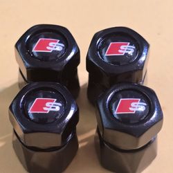 Audi S Line tire Valve Stem caps 4 Pack Black
