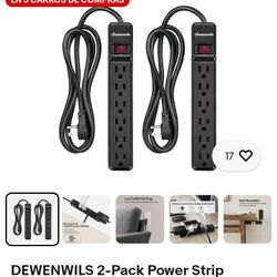 2 Pack Long Extensión Cord 6 Ft. 6 -outlet