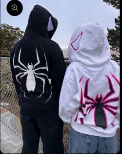 Full Zip Up Spider Hoodie Women Men Streetwear Harajuku Graphic Oversized Jacket Hood Shirt Punk Gothic Y2K Clothes Sweatshirt