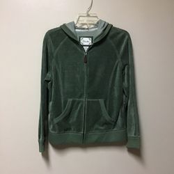 Women’s FU-DA Cotton/polyester green hooded full front zip jacket… Size medium