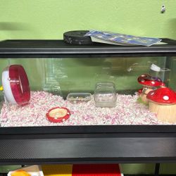 2 Hamster Glass Cages With Accesories