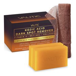 VALITIC Kojic Acid Dark Spot Remover Soap with Turmeric, Vitamin C, Retinol - Original Japanese Complex with Hyaluronic Acid, Vitamin E, Shea Butter, 