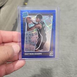Day'ron Sharpe Rated Rookie Optic Donruss Blue Velocity Prizm Basketball Card