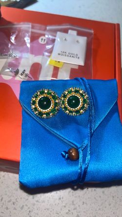 Jade and moissanite Cluster gold filled 925 Earrings