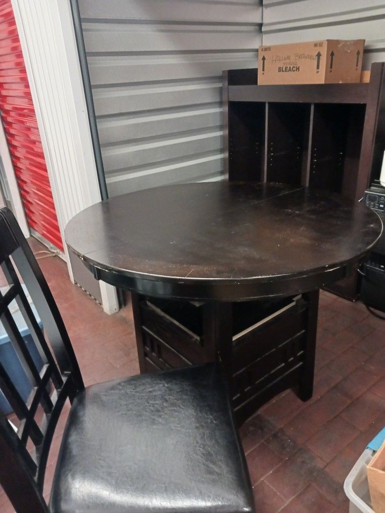 Solid Wood TABLE, Leaf, And 4 Chairs