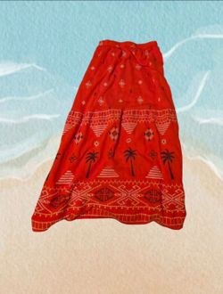 Orange-red Boho Maxi Skirt