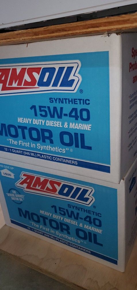 NEW IN BOX 2 Boxes Of Ams Oil 15W-40 Synthetic Heavy Duty Diesel And Marine Motor Oil