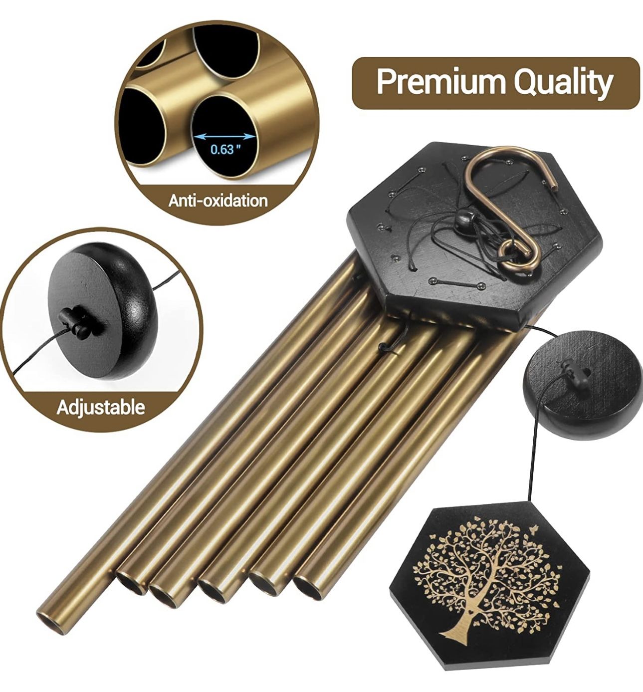 Wind Chimes for Loss of Loved One, 32Inch Memorial Wind Chimes with Melody Deep Tone (Gold)