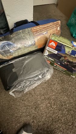 Ozark Trail bundle pack 13’ x 10’ pentagonal tent and full-size blowup mattress both like new $40 or best offer for both and $30 and $20 each separate