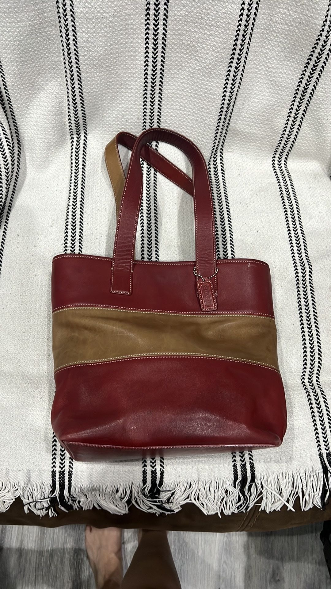 Coach Bag Red And Beige