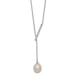 Sterling Silver Freshwater Cultured Pearl drop necklace