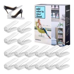 YIHATA Shoe Slots Organizer, Adjustable Shoe Stacker Storage Space Saver, Double Deck Shoe Rack Holder for Closet Organization, Thickening Quality Upg