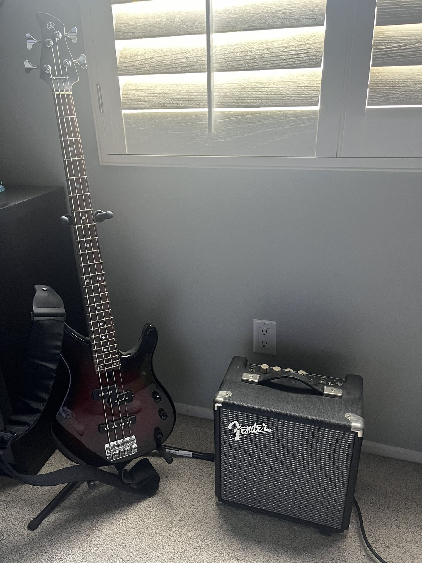 Yamaha Bass Guitar and Fender Amp