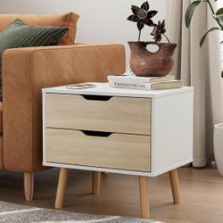 White Nightstand with 2 Drawers
