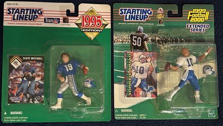 Detroit Lions Starting Lineup Lot Scott Mitchell 1995 Charlie Batch 1999 Sealed
