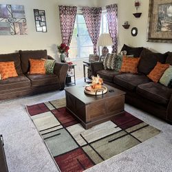 Brown Micro Fiber Couch And Love Seat 
