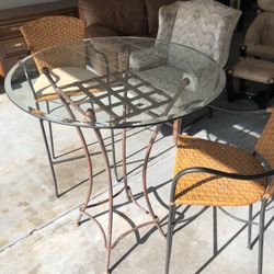 Glass Top Bistro Table, 2 Chairs