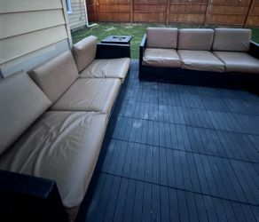 Set of 2 wood outdoor couches