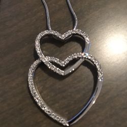 Two Hearts   Crystal  Necklace 