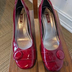 Ecco Red Patent Leather Heels