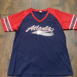 Womens Red Ans Blue Atlanta Braves Shirt Size XL #6