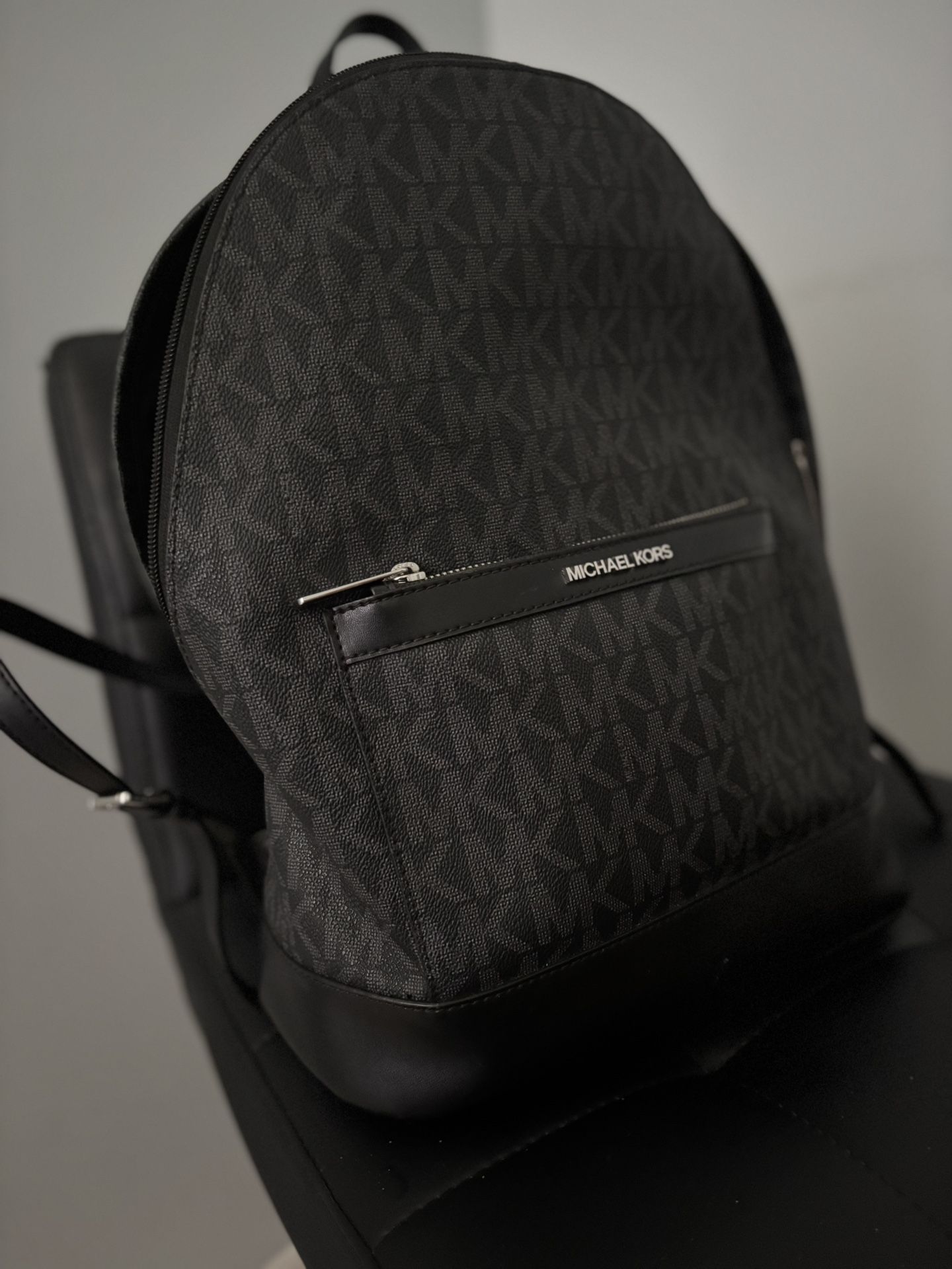 Michael Kors, black and silver backpack