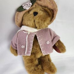 Boyds Bears  9" bear in pink felt jacket and hat. 