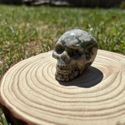 Green Snow Agate Skull