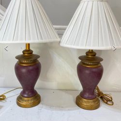 Pair Of Matching Table Lamps Mauve