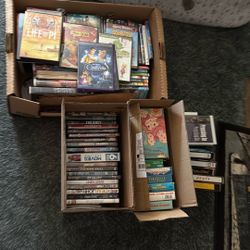 Box of DVD and VHS movies