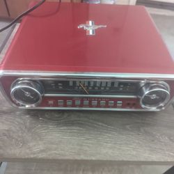 Ford Mustang Record Player/Radio & Wall Sign 