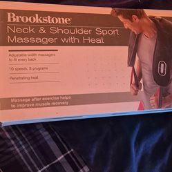 Massager/neck and shoulder three different settings with heat 10 different levels of rhythmic percussion