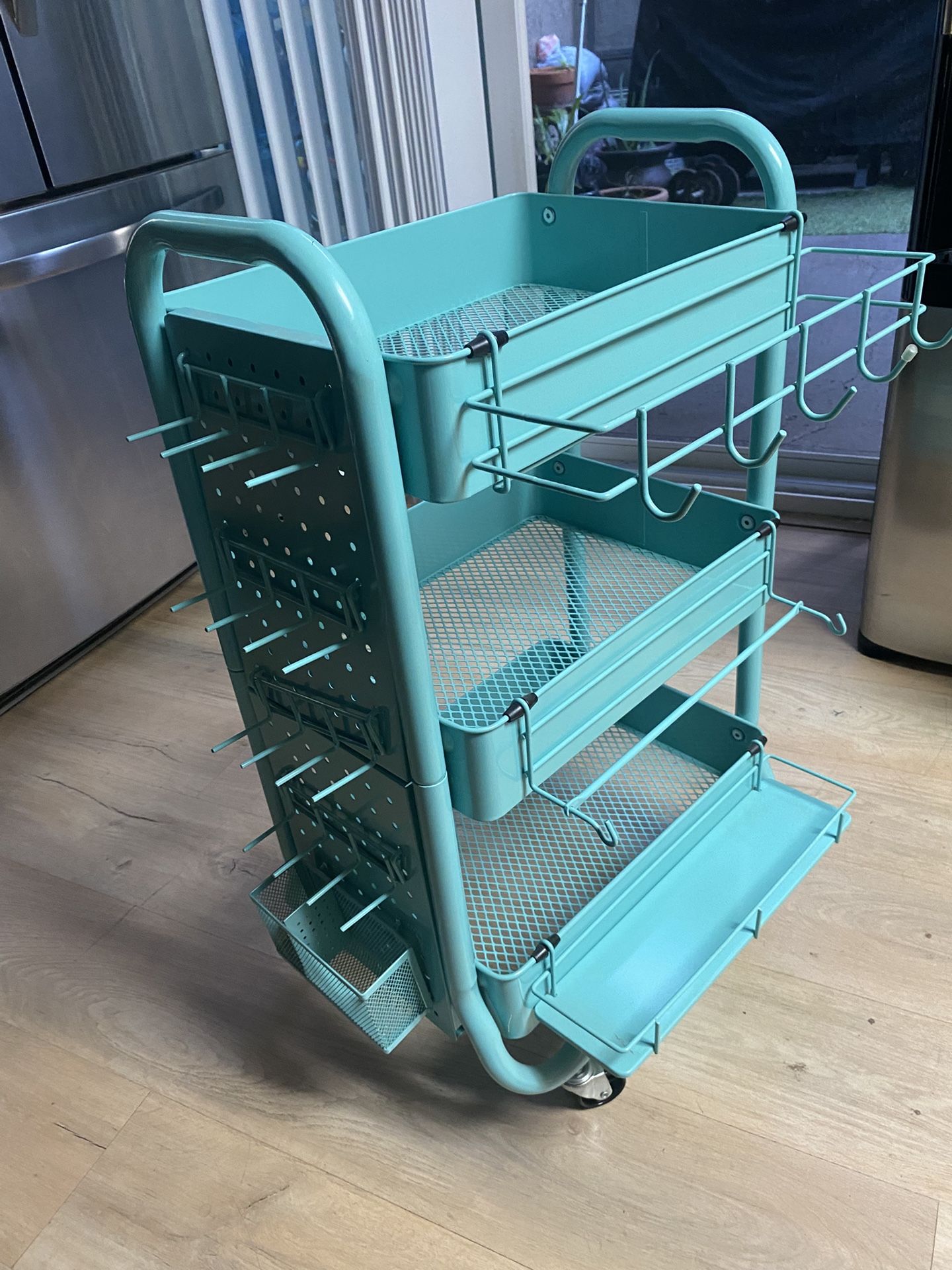 Recollections 18" Teal 3-Tier Gramercy Rolling Cart