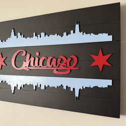 Wooden Chicago Flags 