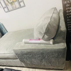 grey velvet lounge bed 74”41”  Clean & pet smoke free 