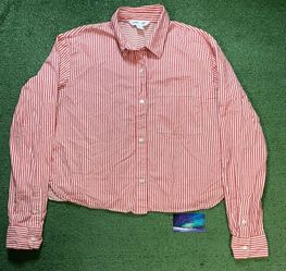 Old Navy red and white cropped shirt