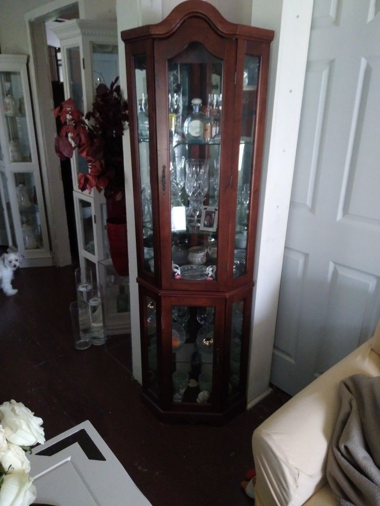 Corner Cherrywood Curio Cabinet 