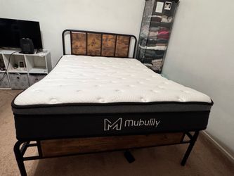 Vecelo full size bed frame with mattress